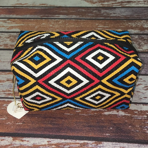 🌺Beautiful Bright Geometric Print Cosmetic Bag - Picture 1 of 5